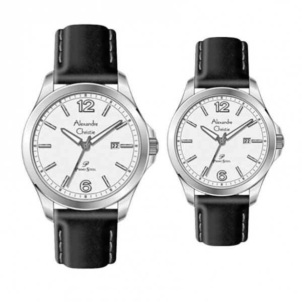 Alexandre Christie AC 1029 Silver White Couple Leather